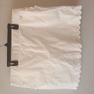 Elegant White Scalloped Hem Skirt